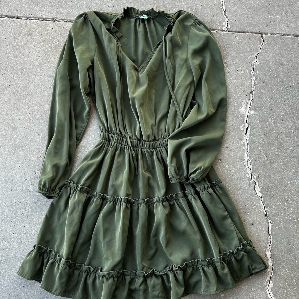 Elegant Green Ruffle Dress